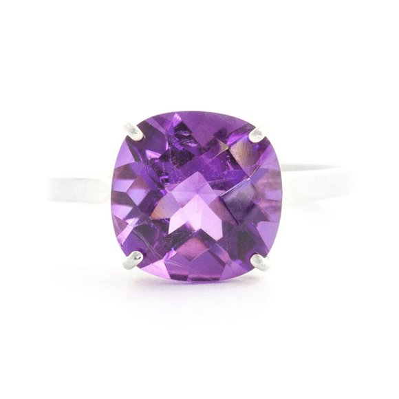 14K. GOLD RING WITH  CHECKERBOARD CUT AMETHYST - Picture 7 of 9